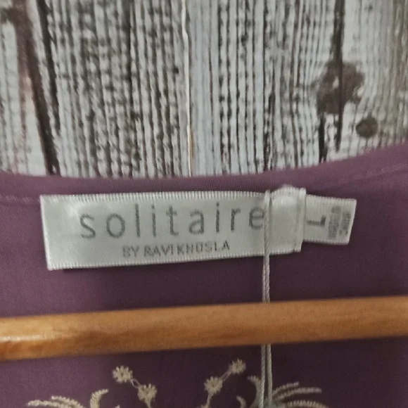 Solitaire Plum Tunic with Intricate White Embroidered Detailing - Picture 3 of 9